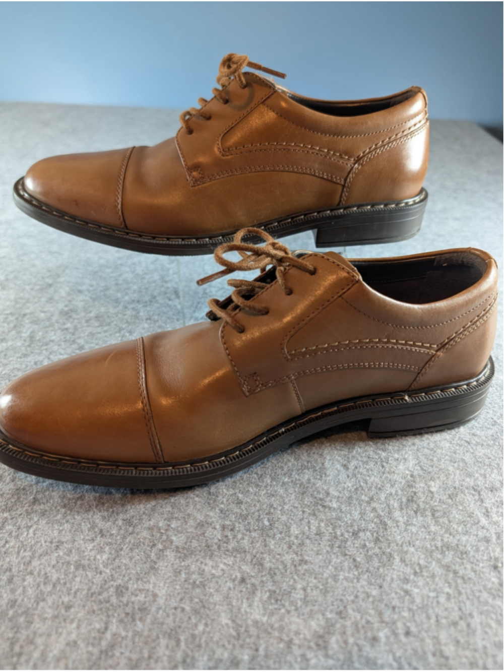 Rockport Tanner Men's Cap Toe Oxford Dress Shoes CI1076 Cognac Leather Size 9 M - Picture 3 of 14